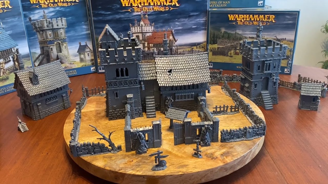 Fortified Manor of The Empire modular build for the Old World Watchtower, Chapel, Walls and fences.