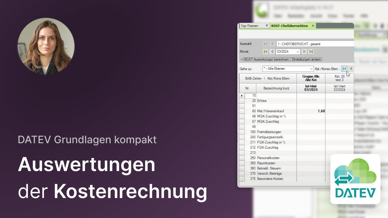 Kostenrechnung classic I DATEV Grundlagen kompakt  Lernvideo