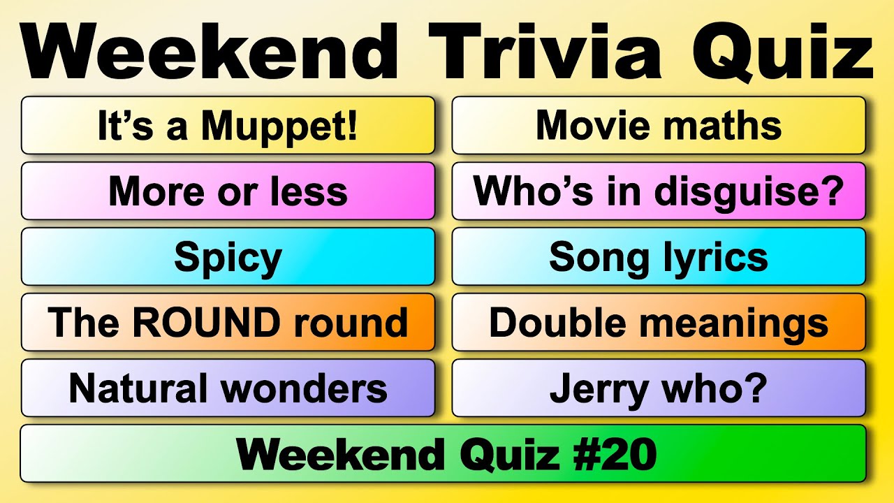 WEEKEND TRIVIA QUIZ #20 - 50 quiz questions to test your general knowledge!