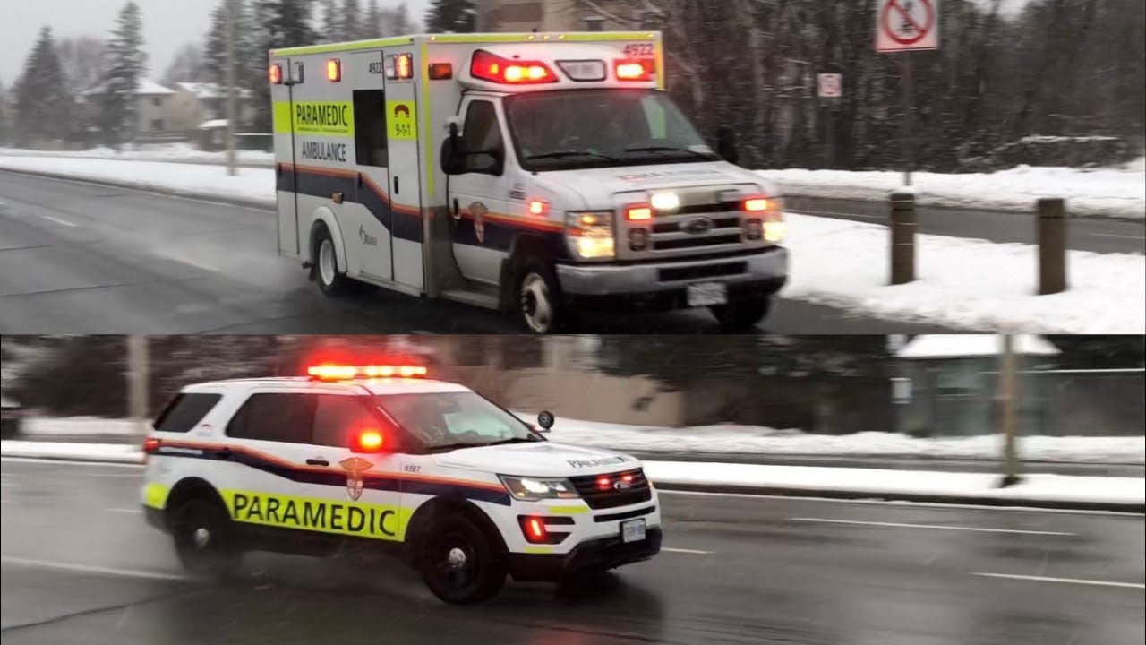 [Wail, Yelp, Priority] Ottawa Paramedic Service PRU & Ambulance Responding in Snow