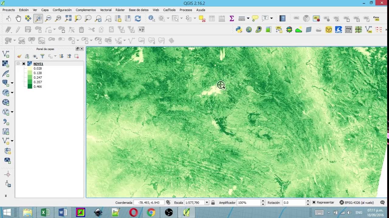Cálculo del Indice de Vegetación NDVI de Imágenes Landsat 8 con QGIS