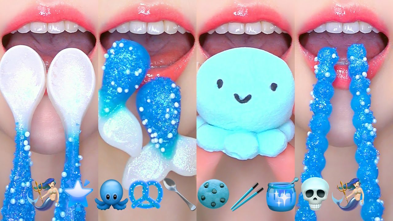 ASMR BLUE DESSERTS EMOJI FOOD 🩵 하늘색 이모지 먹방 EATING SOUNDS MUKBANG