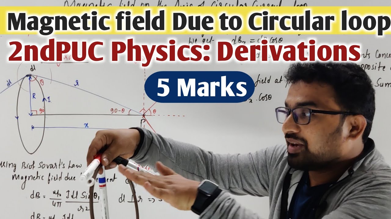 Magnetic field on the axis of Circular Current loop | 2ndPUC Physics Important 5 Marks Derivation