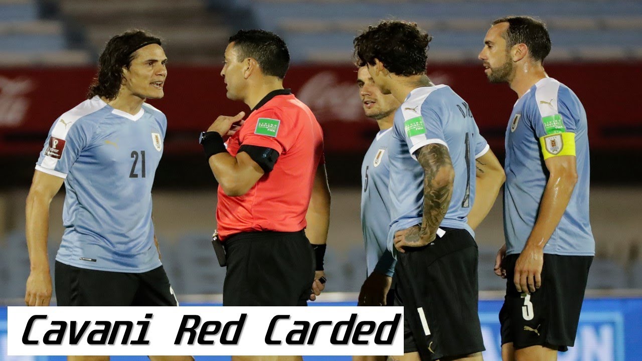 Why was Cavani Red Carded and sent off in Uruguay Brazil clash!!