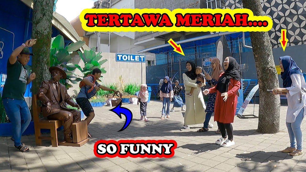 TERTAWA DAN BAHAGIA BERSAMA,  LIVING STATUE PRANK, HUMAN STATUE PRANK