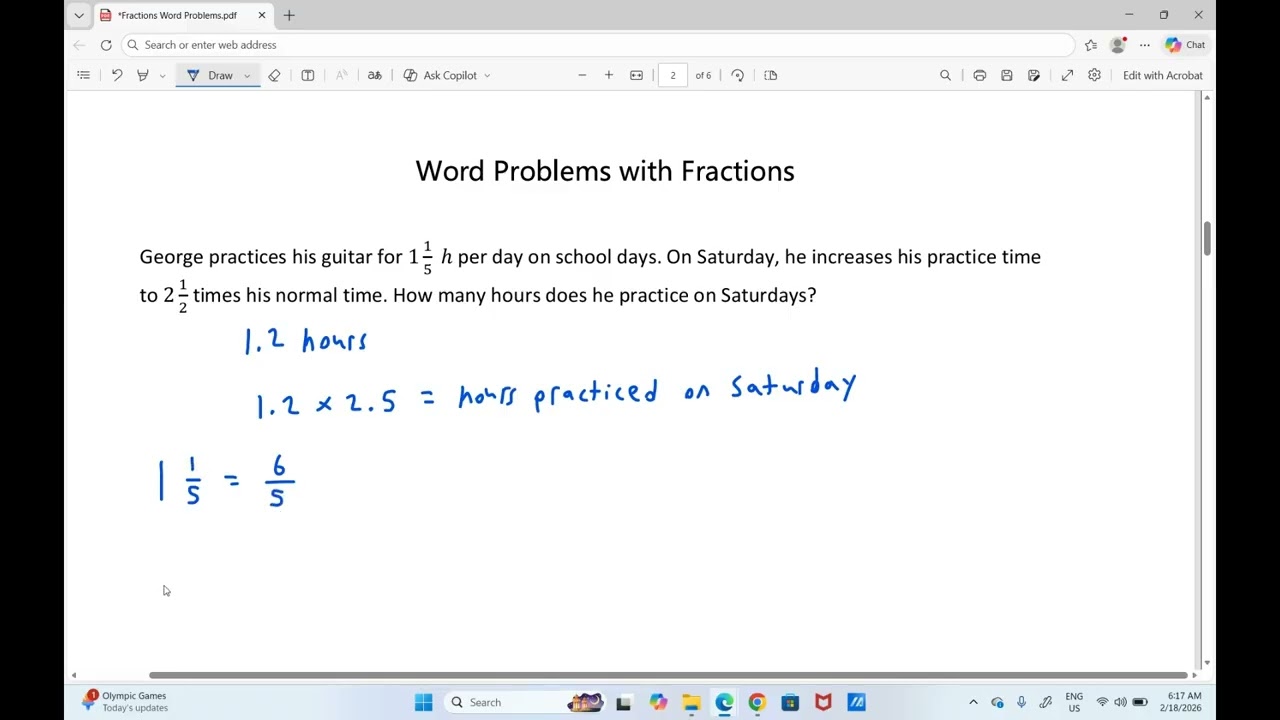 13. Word Problems with Fractions Example 1