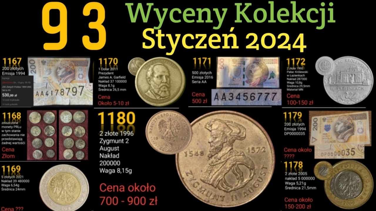 93 wyceny Monet i Banknotów Styczeń 2024 Skup Monet destruktów #Licytacje #Aukcje #Giełda