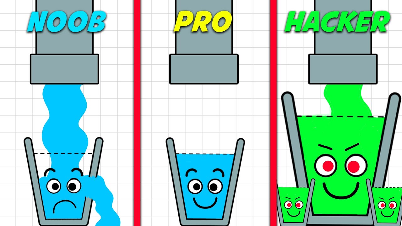 Noob vs Pro vs Hacker in HAPPY GLASS!