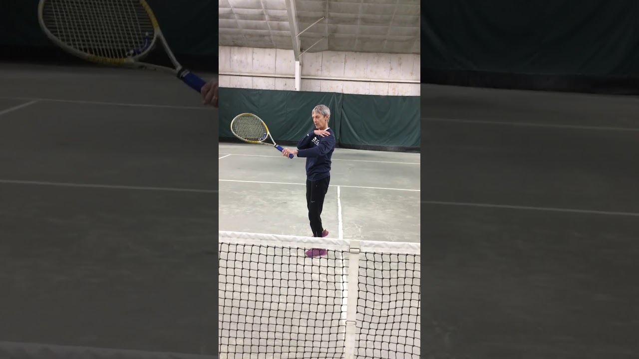 2-Handed forehand volley for tennis