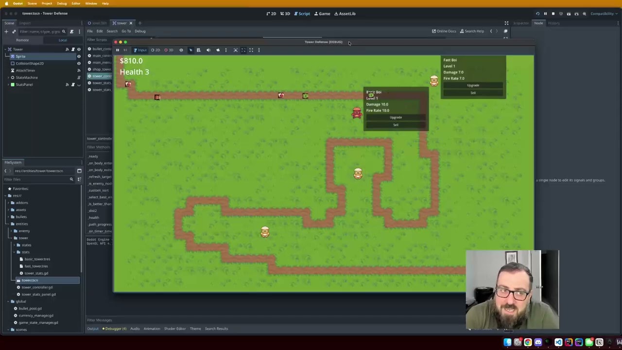 Day 18: Tower Stats, Tooltips & Upgrade UI (First Pass) | Godot Tower Defense Devlog