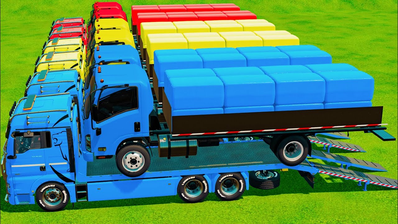 Transporter with Colors | Auto-Loading Bales with Trucks in FS22 | Farming Simulator 22