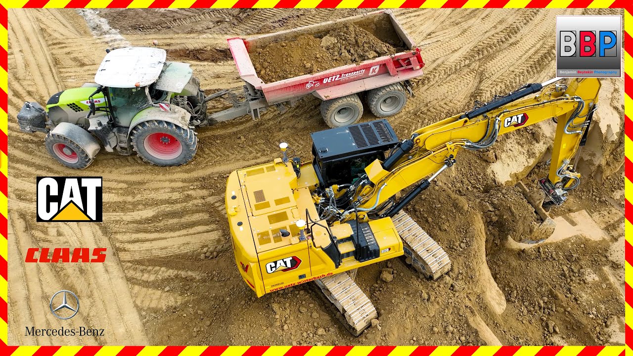 CAT 326 & Claas, Mercedes Kipper, Ingersheim, 2024. #5 #caterpillar #mercedestrucks