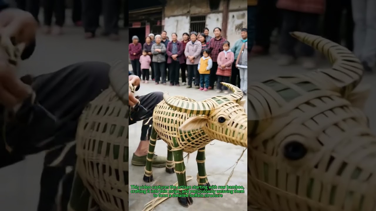 Traditional Crafts: Lifelike Bamboo Buffalo Weaving in 60 Sec!