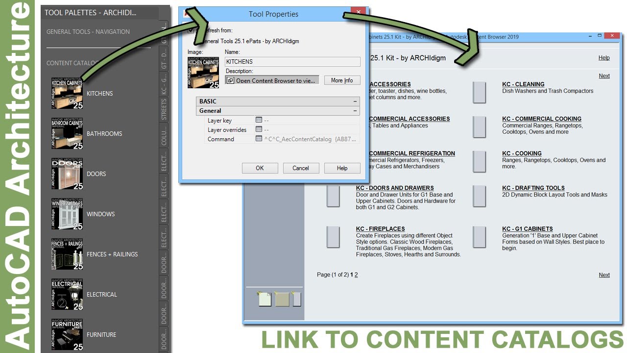 Create Tools that Link to the Content Browser in AutoCAD Architecture