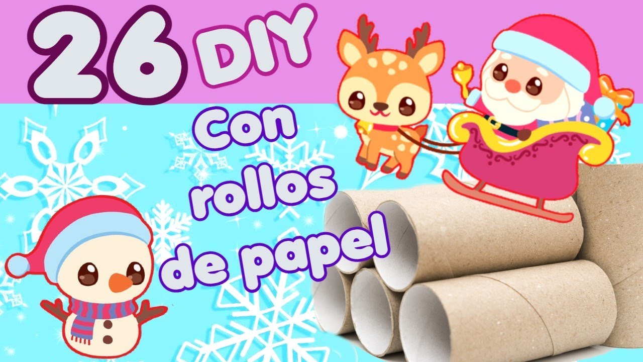 Manualidades navideñas con tubos de papel higiénico Rollos cartón material reciclado Adornos Navidad