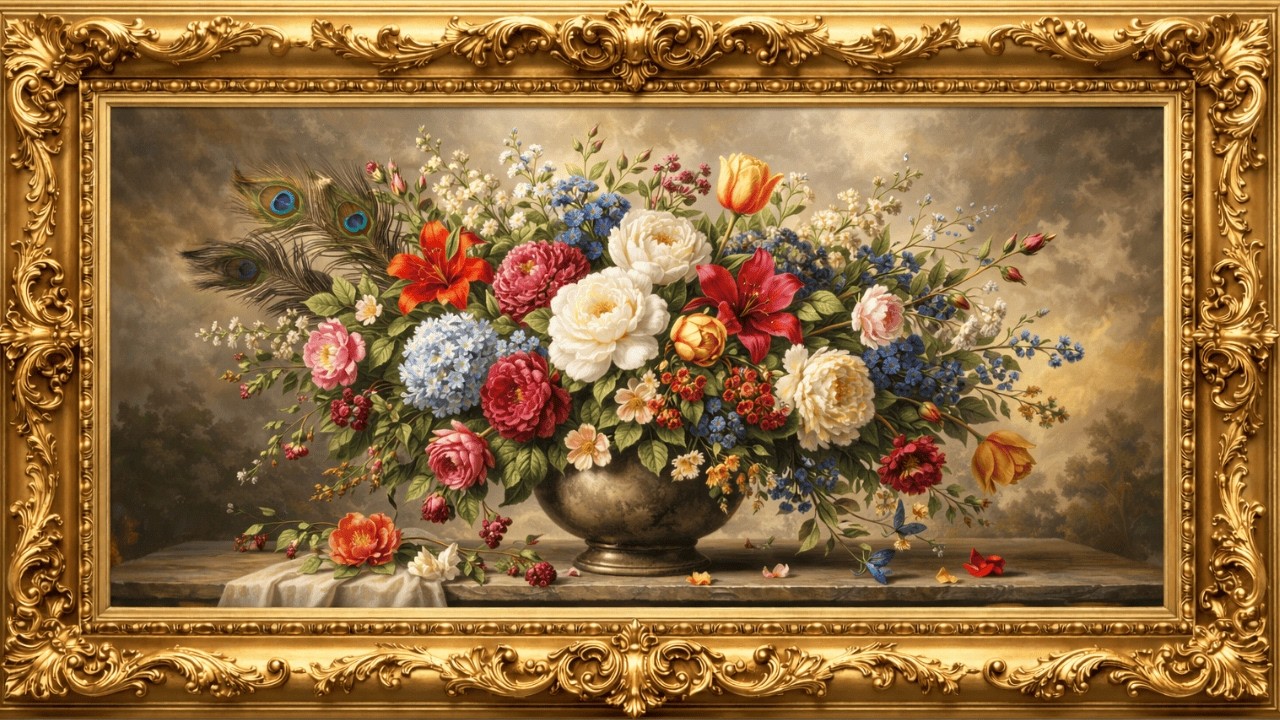 Framed Flower Painting | Çerveli Tablo | 8 Hours | TV wallpaper | 4K