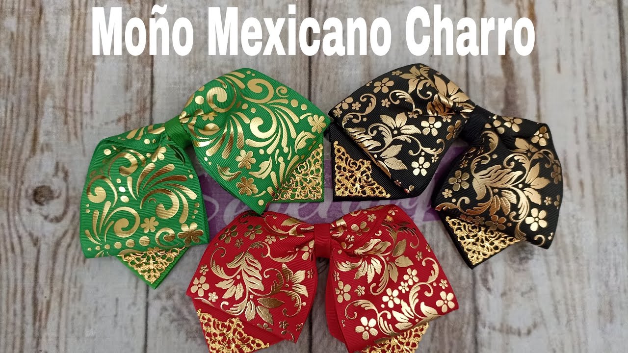 Moño mexicano charro | Moño corbatín con listón de 7.5 cm