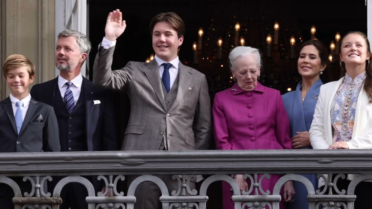 Prince Christian of Denmark celebrates his 18th birthday at the balcony of Amalienborg Palace