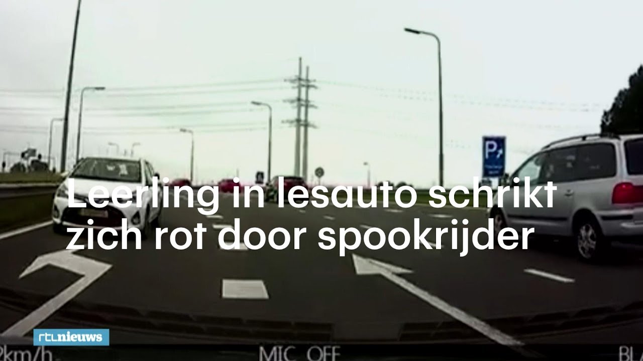 Leerling in lesauto schrikt zich rot door spookrijder - RTL NIEUWS