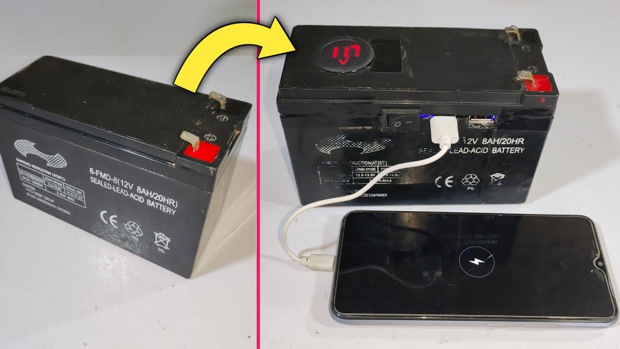How To Make 12v 7Ah Lead Acid Battery To 42AH 42000Mah Power Bank