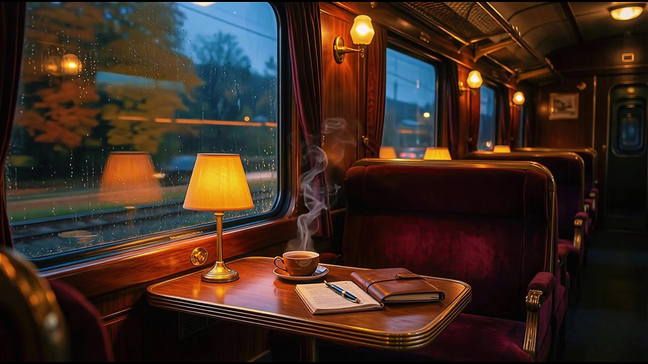 CINEMATIC VINTAGE TRAIN LOUNGE 🚂 | Cozy Midnight Jazz ASMR for Sleep & Deep Focus 8K