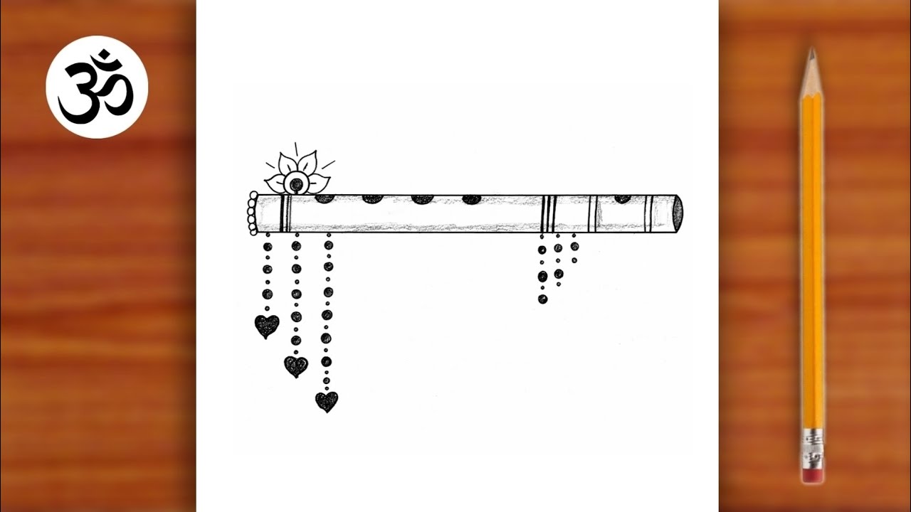 Krishna ji bansuri drawing || Flute drawing beautiful || Chitra