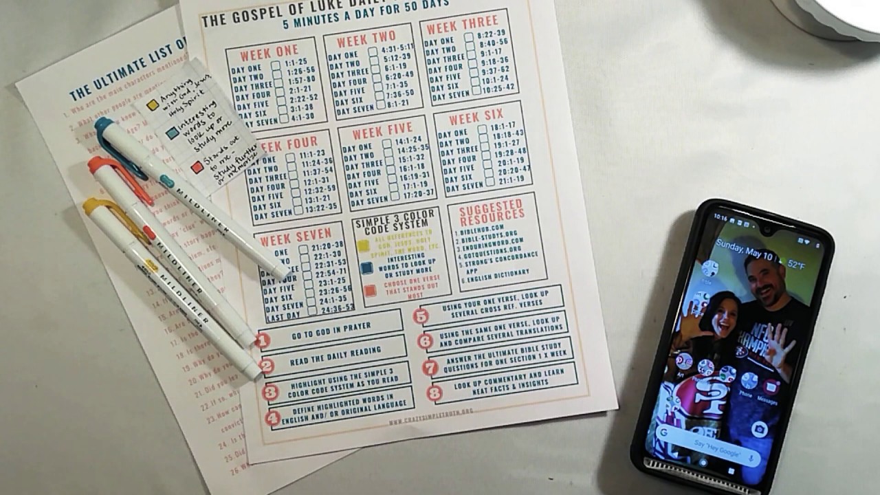 Gospel of Luke (NEW) Reading & Bible Study Plan--Simple 3 Color Code Highlighting System