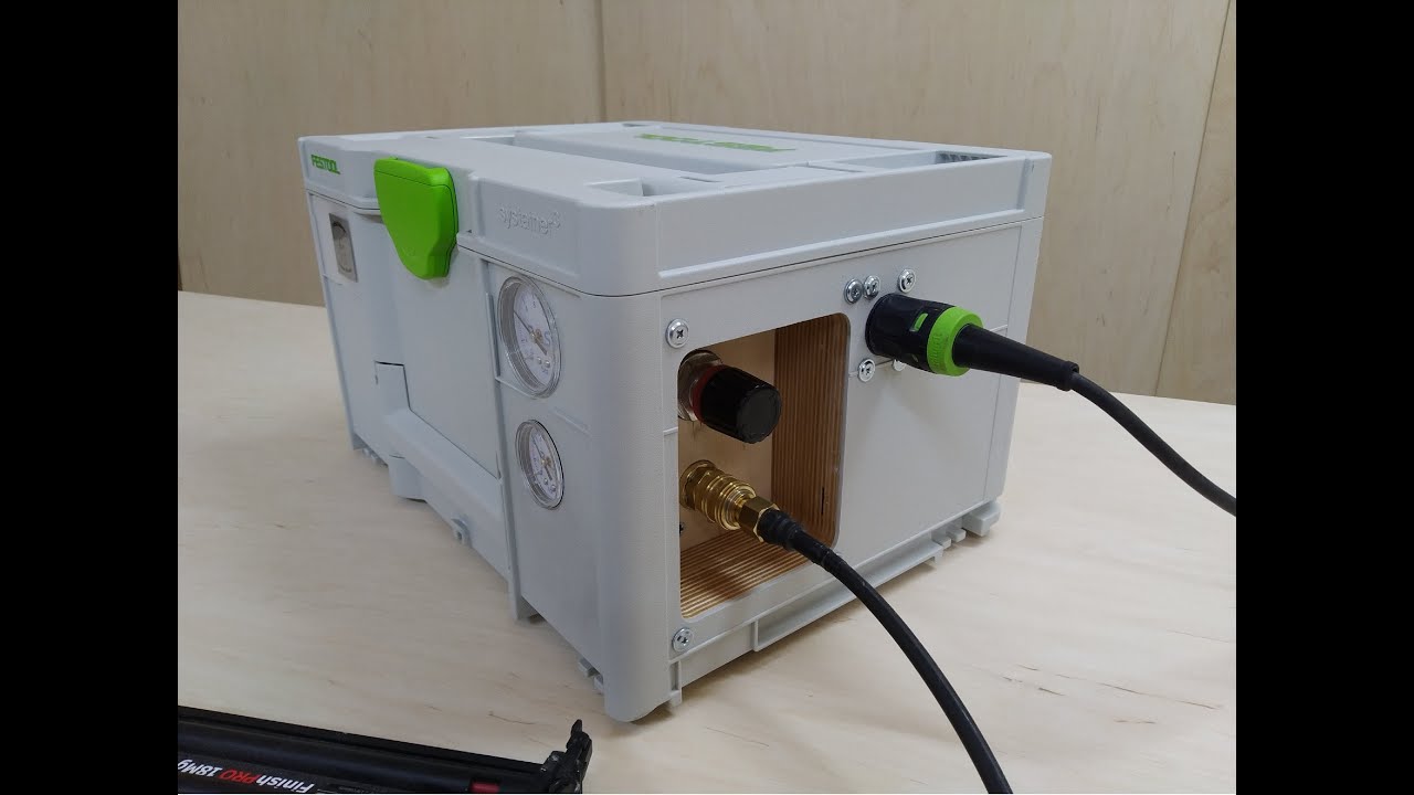 cichy kompresor w systainerze, low noise air compressor in systainer senco AC4504
