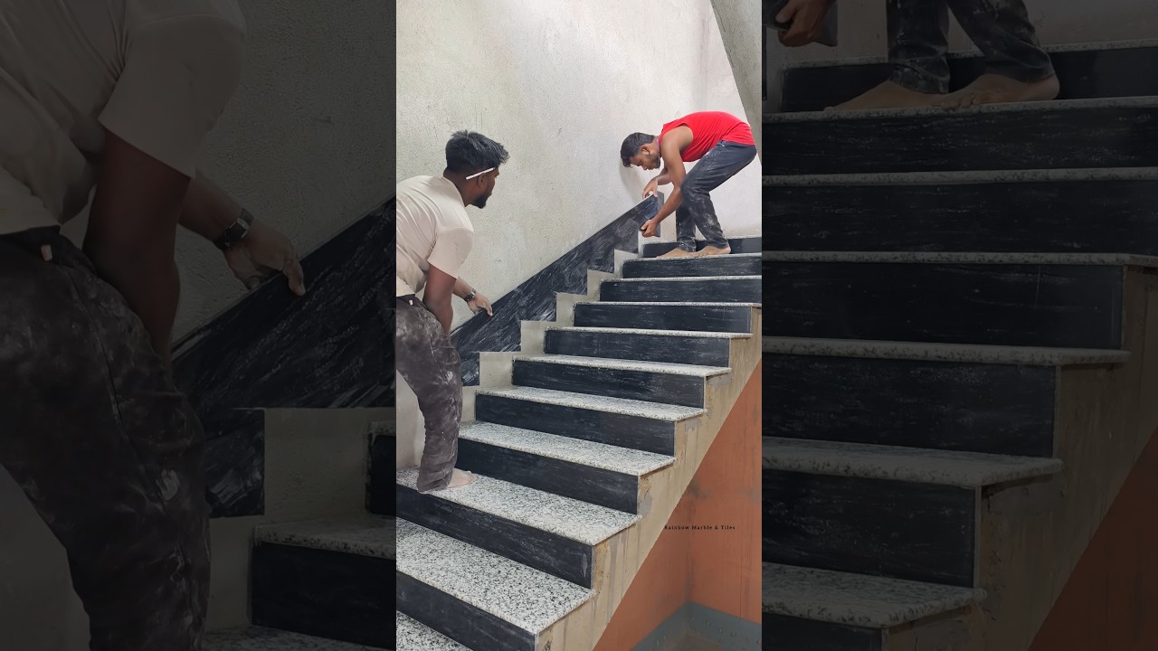 Technique To Stairs Skirting || Rainbow Marble & Tiles || Granite Stairs Design