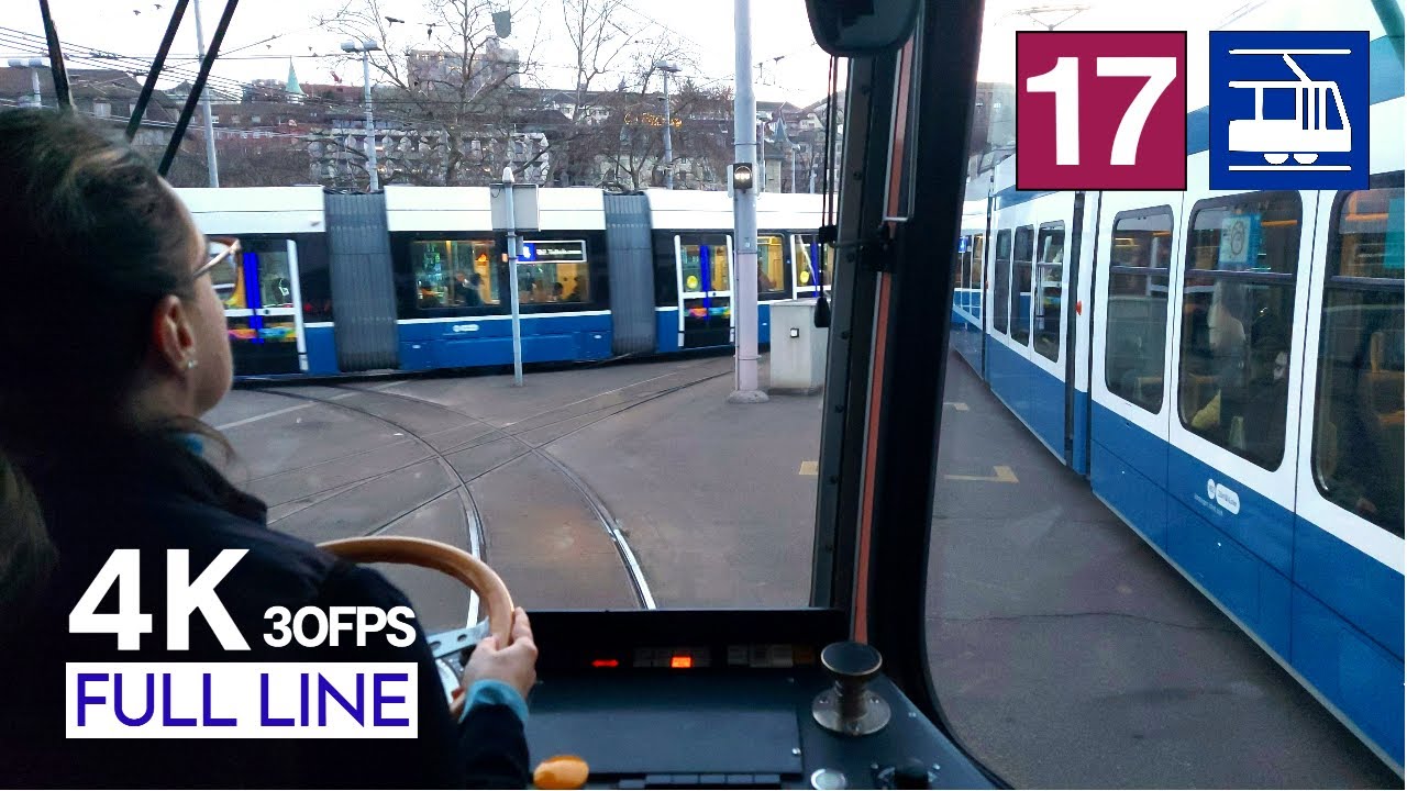 Cab Ride Zürich Tram 17 Full Line | Bahnhofstrasse - Werdhölzli Cab Ride [4K]