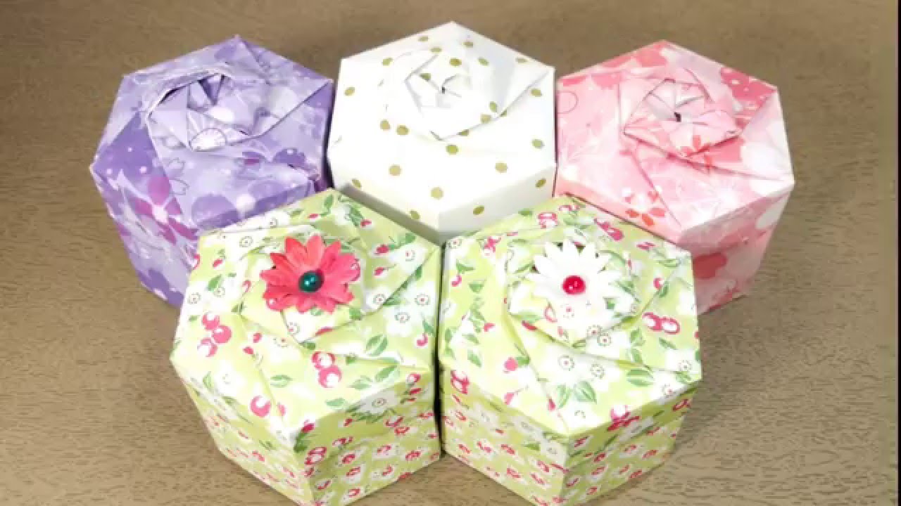 Hexagon Gift Box and Lid Origami Tutorial, 육각상자접기