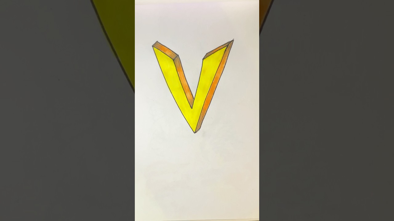 Easy 3D Drawing Alphabet Letter V🧡How To Draw 3D Art Step By Step Tutorial #art #3d #drawing #draw