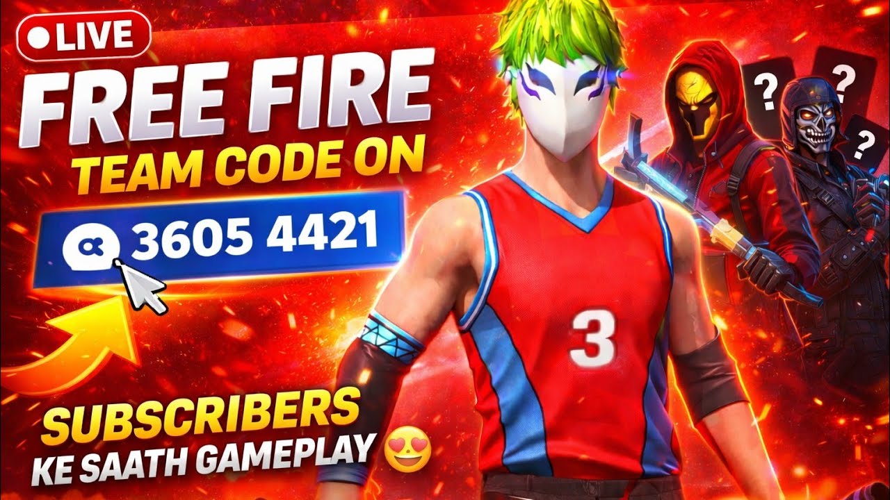 🔴 FREE FIRE LIVE | Team Code ON 💥 | Subscriber Ke Sath Gameplay 😍