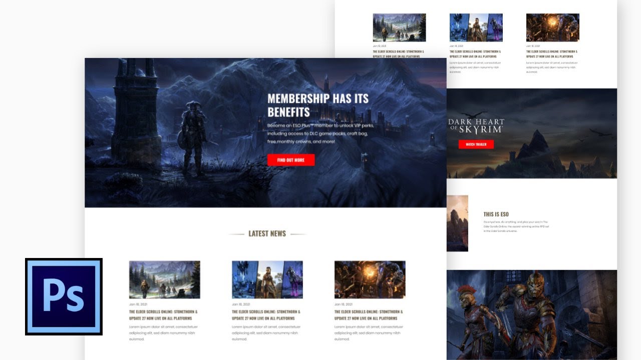 How to Create The Elder Scrolls Online Web Design from Scratch in Photoshop