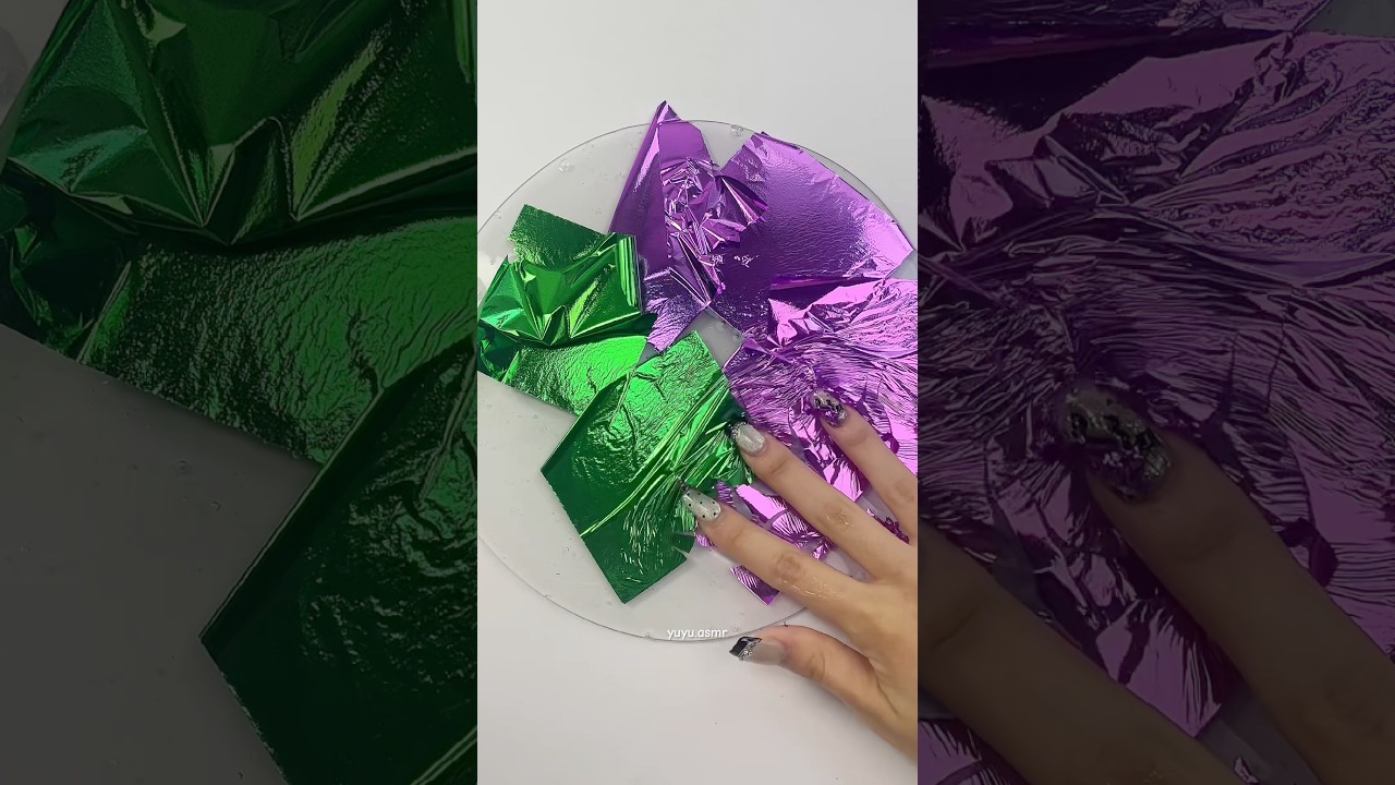 Tin foil paper mixed with clay #asmr #slime #relxing #satisfying #diy