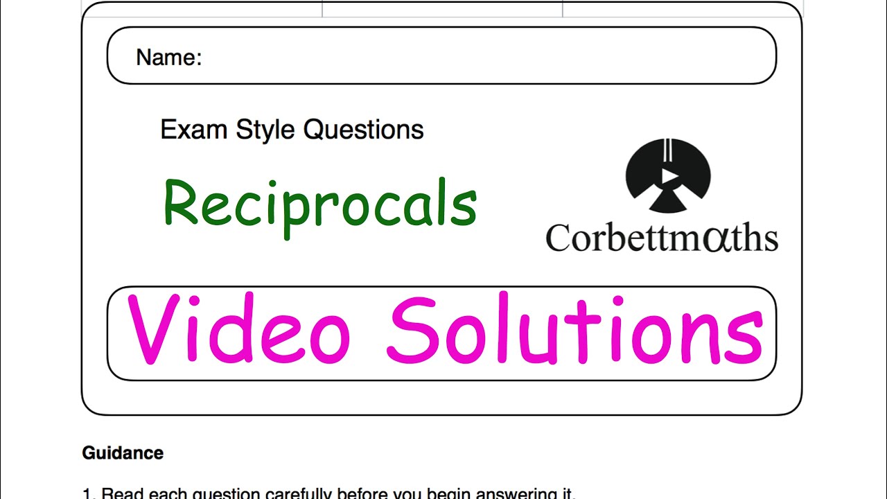 Reciprocals Answers - Corbettmaths