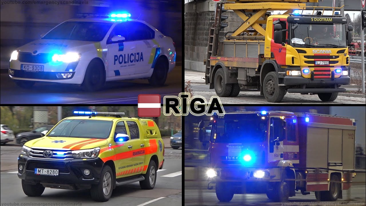 [Latvia] Police cars, Fire Trucks and Ambulances responding in Riga