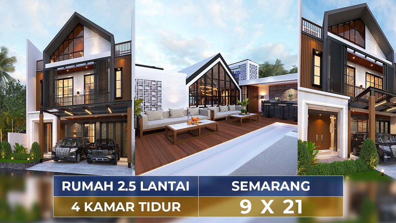 DESAIN RUMAH FASAD SKANDINAVIAN DI SEMARANG!! KEREN LUAR DALAM PUNYA 4 KAMAR TIDUR - JASA ARSITEK