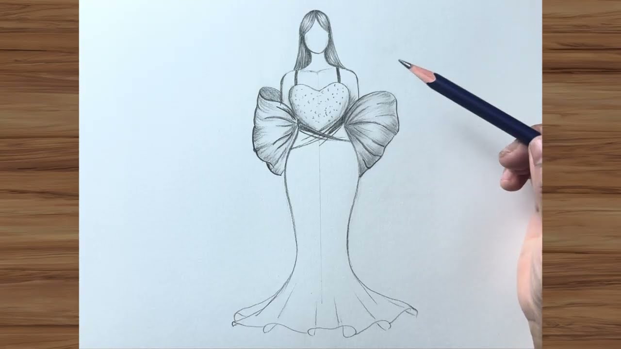 How to draw a girl with beautiful dress for beginners || Drawing tutorial || @anchalarts9724 