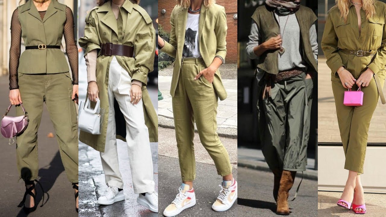 COLORES de MODA OTOÑO INVIERNO 2023 2024/ COLOR VERDE OLIVA LOOKS Y OUTFITS DE MODA TONO VERDE OLIVA