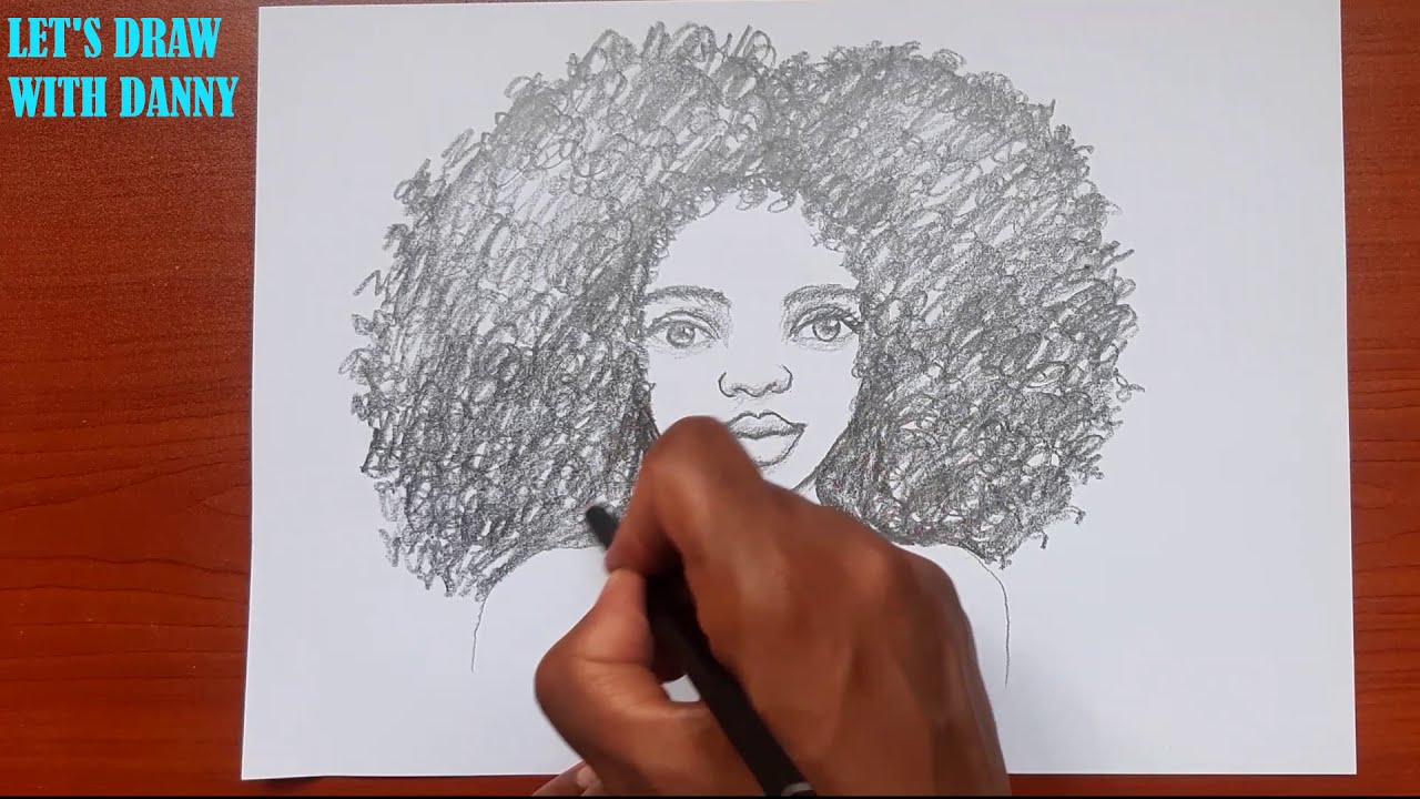 How to draw black Afro  girl