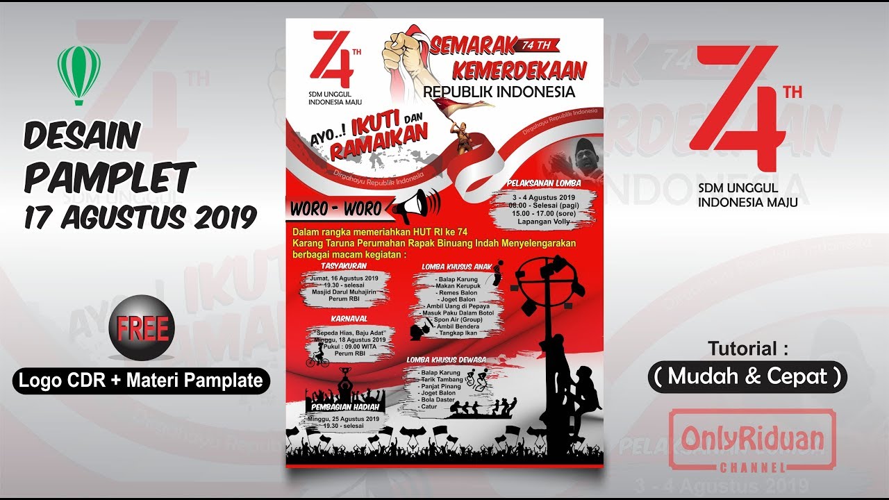 Cara Desain Poster Pamflet 17 Agustus (HUT RI 74) dengan CorelDRAW