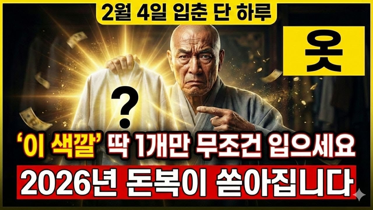 입춘 2월 4일 '이 색깔' 옷 반드시 입으세요! 2026년 돈복이 쏟아집니다! | 부자옷색깔 | 입춘옷색깔 | 입춘옷차림 | 삼재풀이 횡재수 부처님 가피