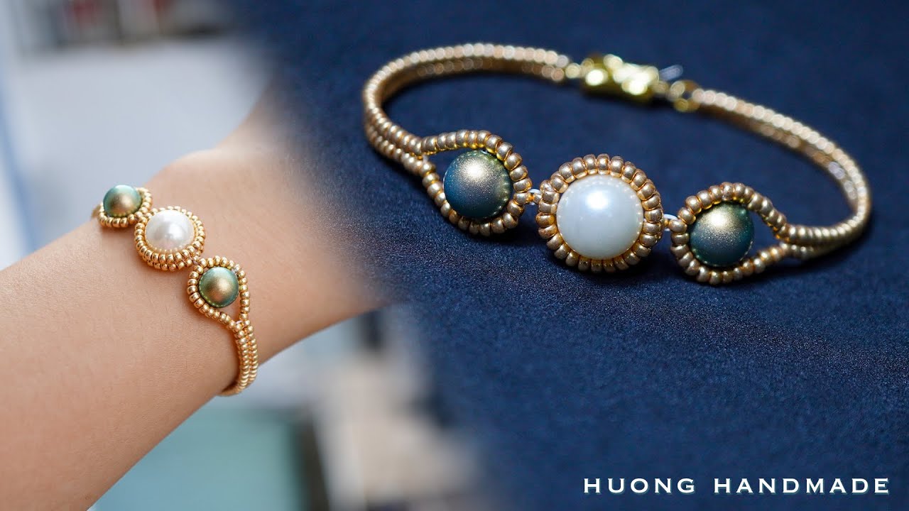 Easy pearl jewelry making at home. Pearl beaded bracelet. Beading tutorial