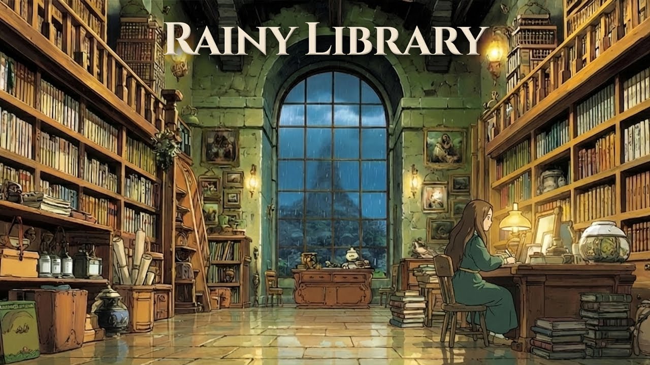 Rainy School Library 🕯️ Deep Focus Music for Studying [ Ghibli Style / Celtic Piano ]