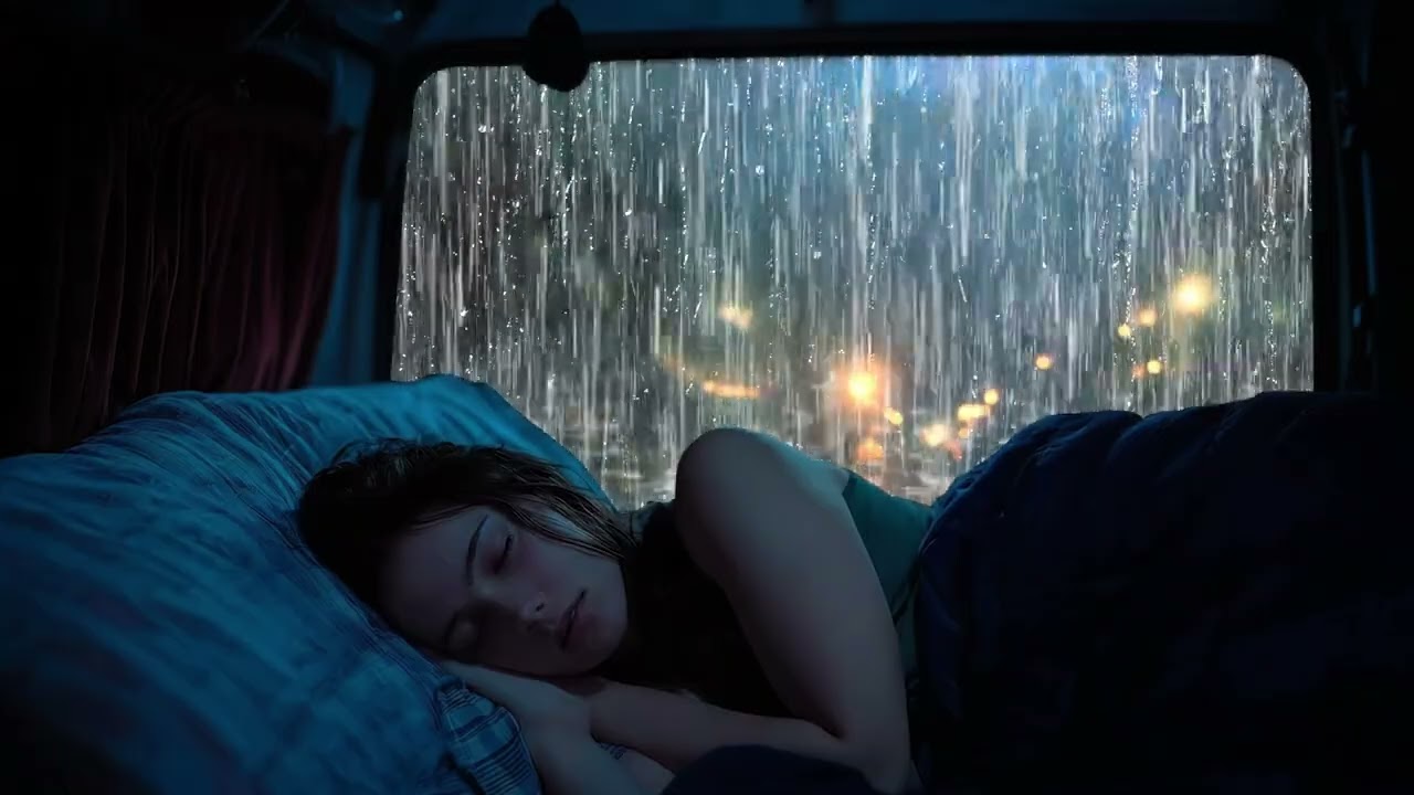 Bruit de pluie pour un sommeil profond 🌧️ Pluie relaxante & tonnerre doux sur le camping car la nui