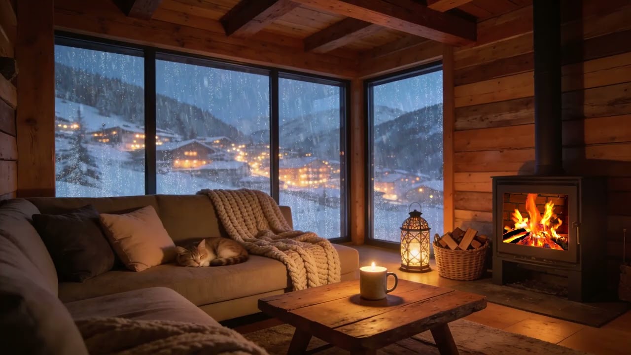 Notte di Pioggia Accogliente 🌧️🔥 3 Ore con Camino e Candele | Relax Totale