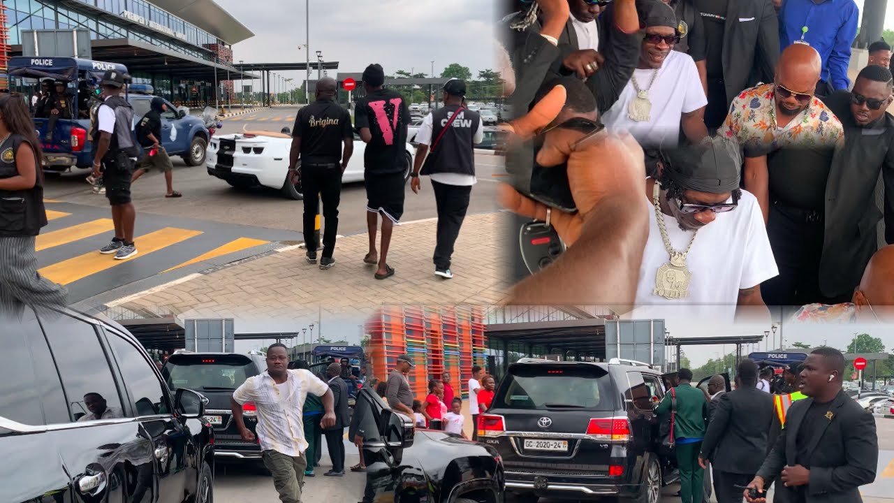 Shatta Wale and His Crew/team Exclusive 🔥Arrival to KUMASI Prempeh 1 international airport For SHOW