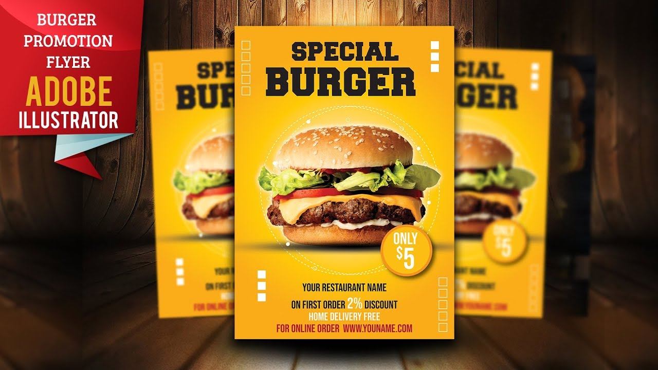 How to Create Burger Promotion Flyer | illustrator Tutorial