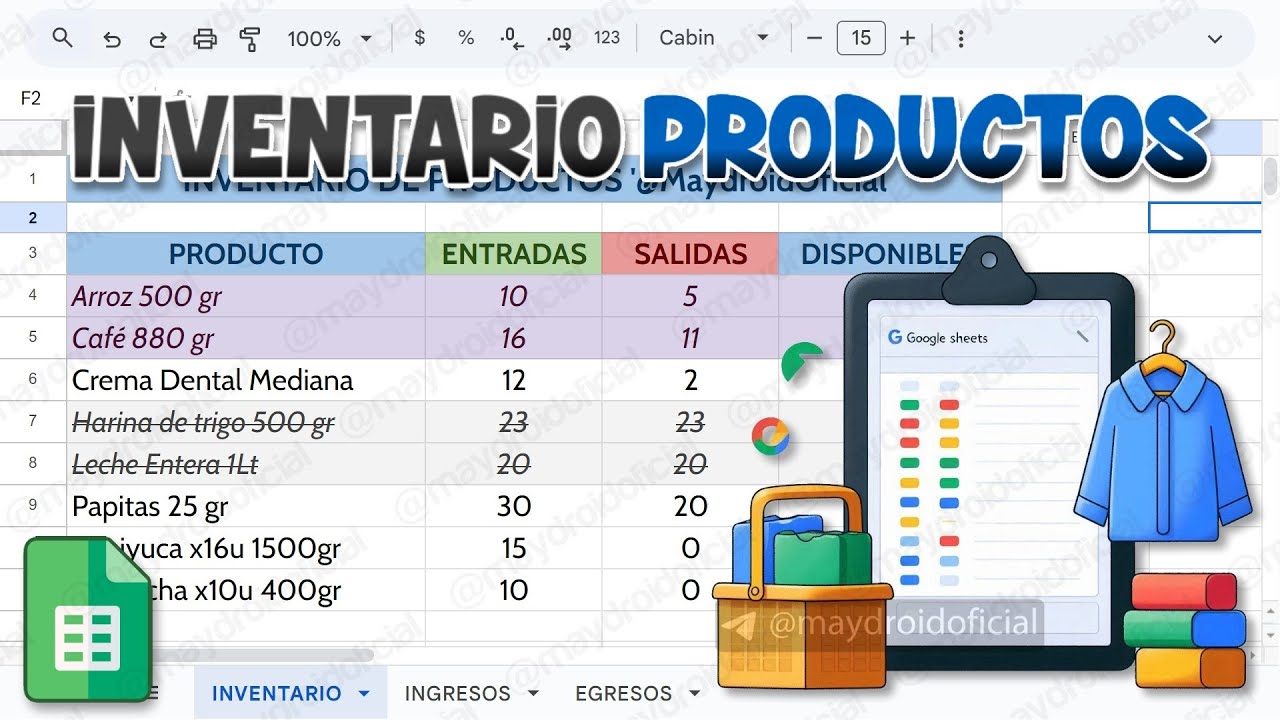 COMO CREAR UN INVENTARIO DE PRODUCTOS EN GOOGLE SHEETS / ENTRADAS, SALIDAS Y STOCK